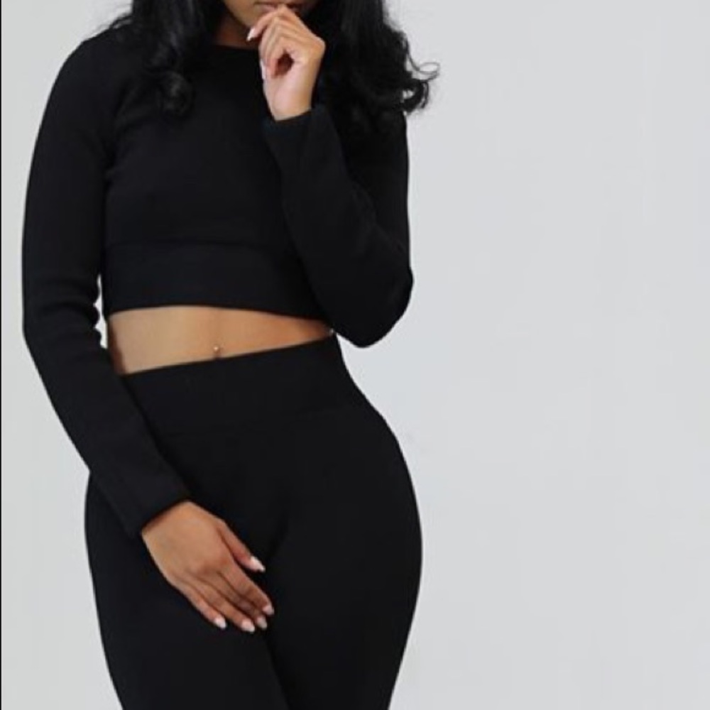 Gray Sweater Biker Short Set